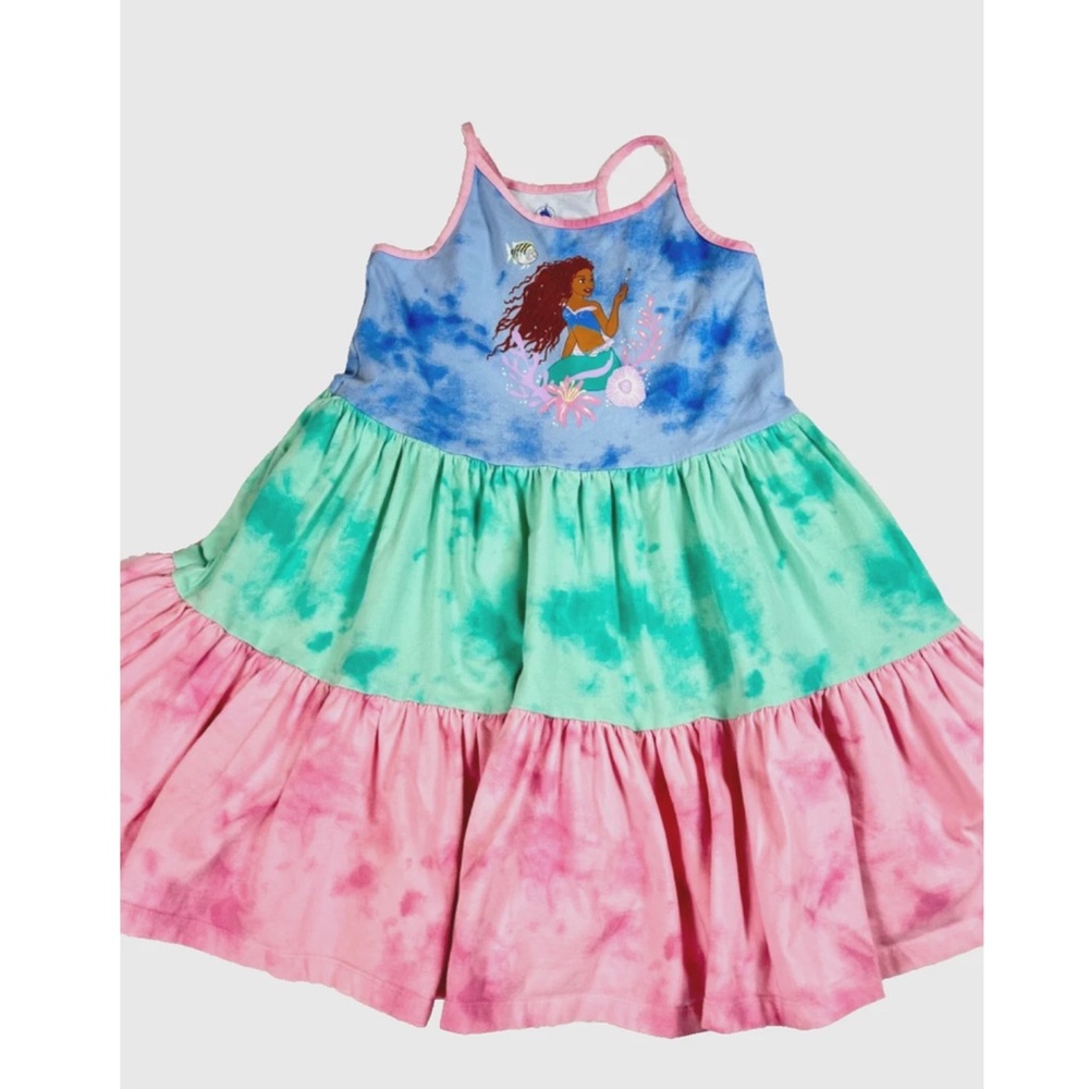 Ariel Tie Dye Summer Dress Girls SZ 9/10 Disney The Little Mermaid Live Action